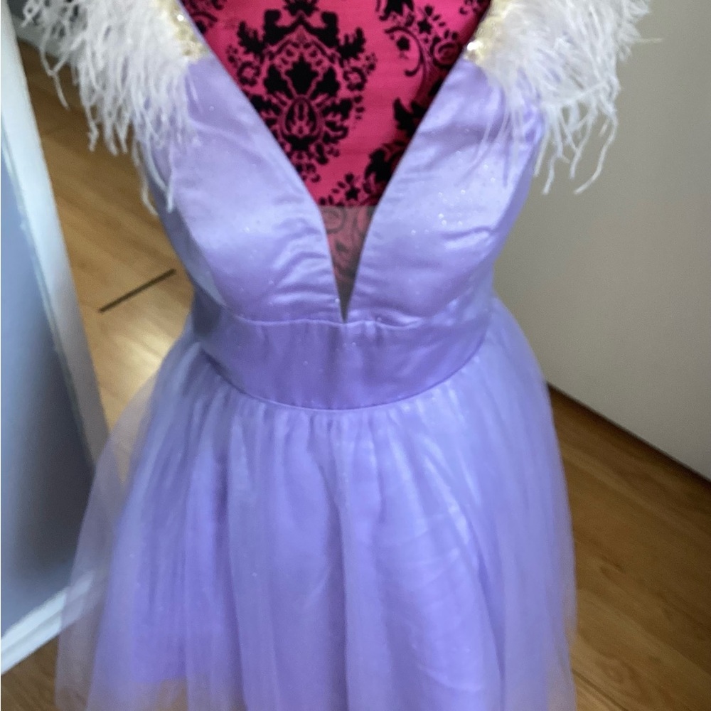 Vintage Deadstock Purple Fit and Flare Sleeveless Plunge Dress Formal XS/S